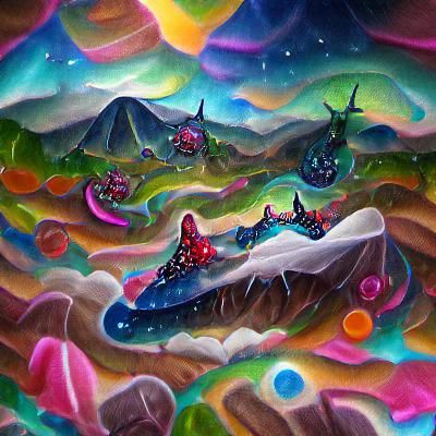 Paloma on a Mountain: Cosmic Gouache Illustration