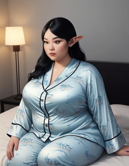 Glamorous Elf Woman in Cozy Bedroom, Hyperrealistic Art