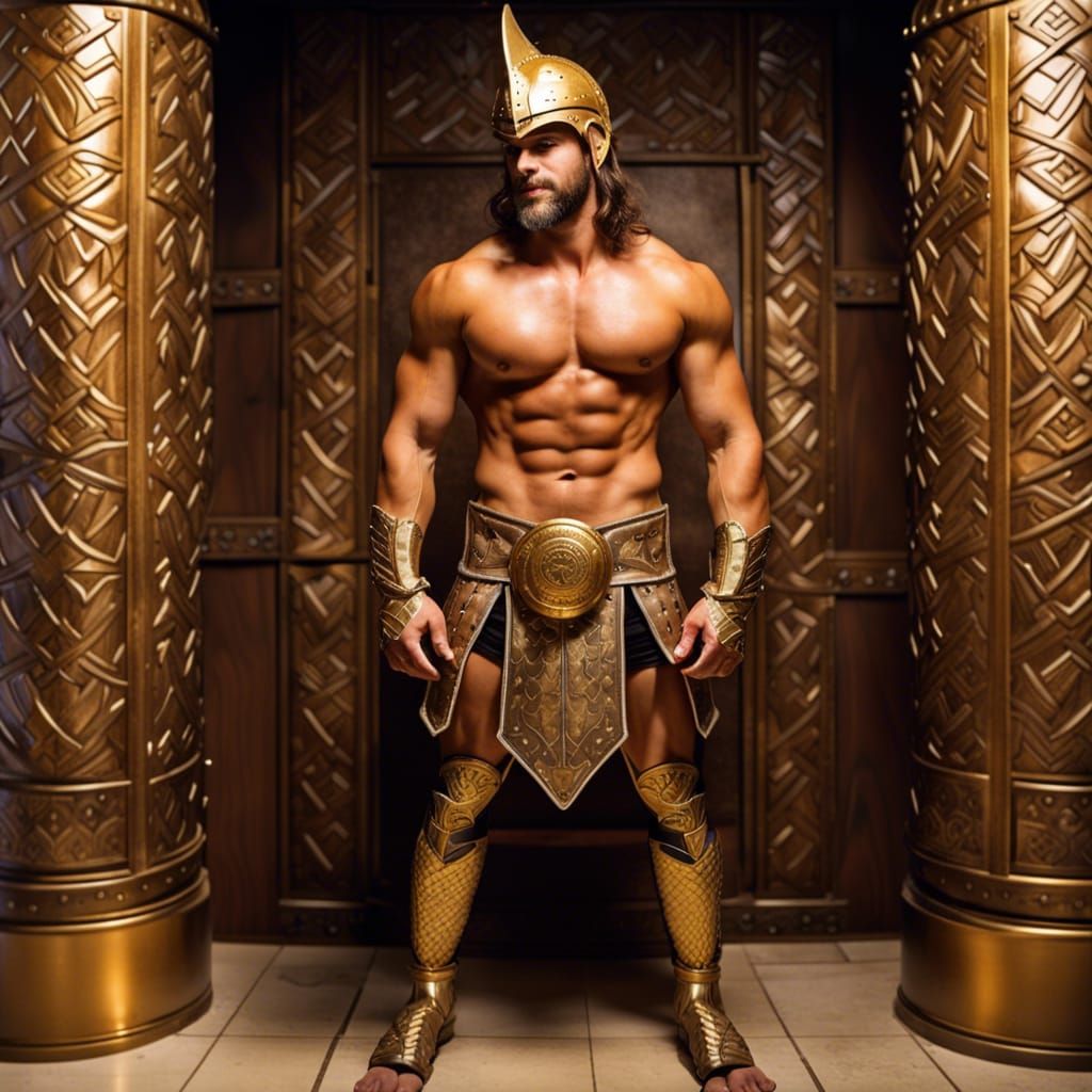 Gladiator and Viking Kiss in Turkish Bath