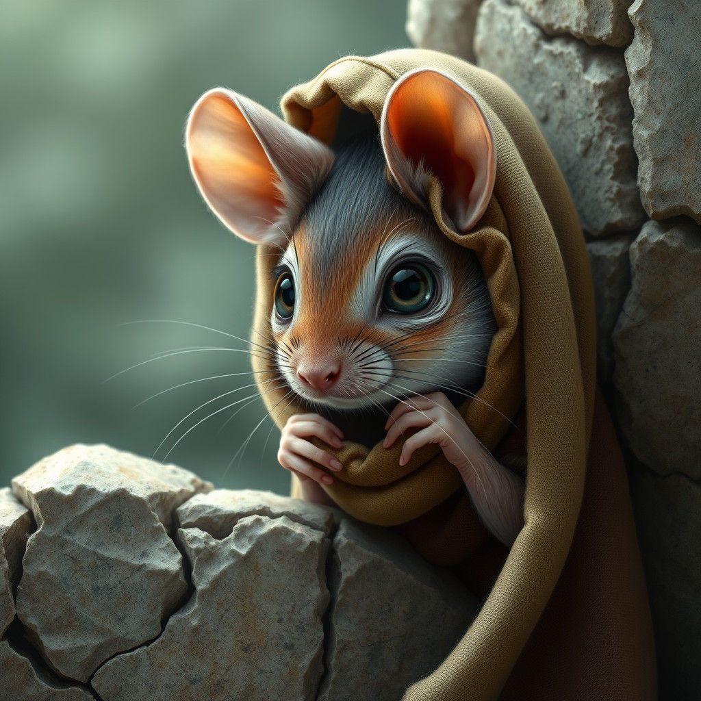 Extraterrestrial Mouse Peeks From Stone Wall