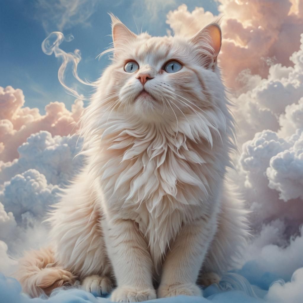 Smoky Cat Creature in Pastel Fantasy Style