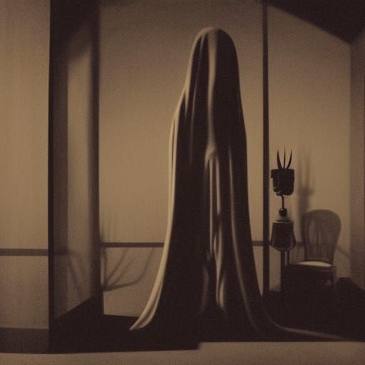 Ominous Dreamscape: Shadow Man in Sepia Light