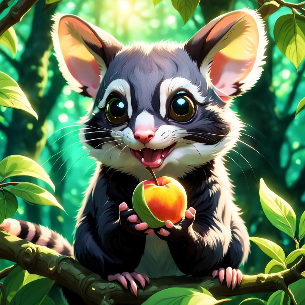 Sugar Glider Delight: Vibrant 3D Anime Art