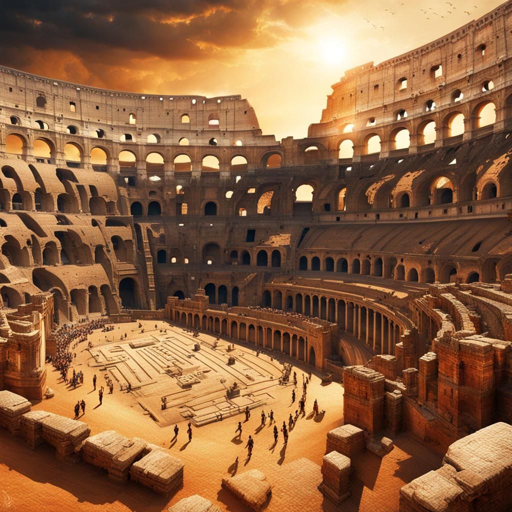 Gladiatorial Combat in Rome's Colosseum: Hyperrealistic Digi...