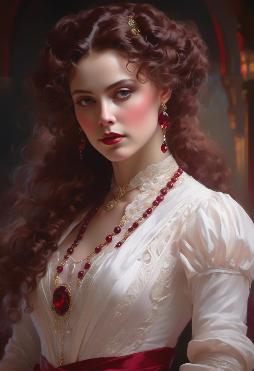 Edwardian Woman Portrait in Hyperrealistic Style