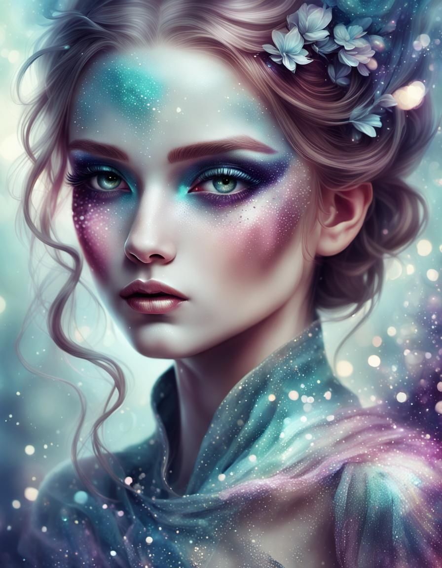 Glittering Woman: Beautiful Fantasy Art Portrait