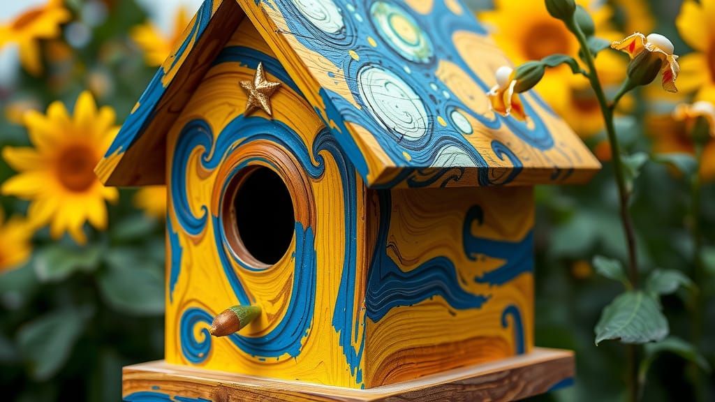Van Gogh Inspired Birdhouse: Impasto Painting