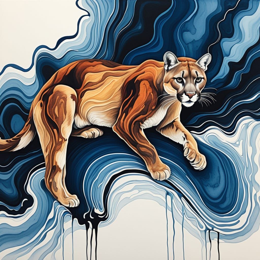 a cougar sitting on top of a large rock??