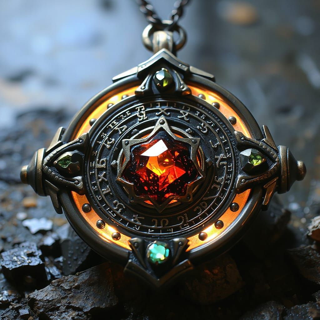 Mystical Amulet Emitting Protective Aura as Digital Art
