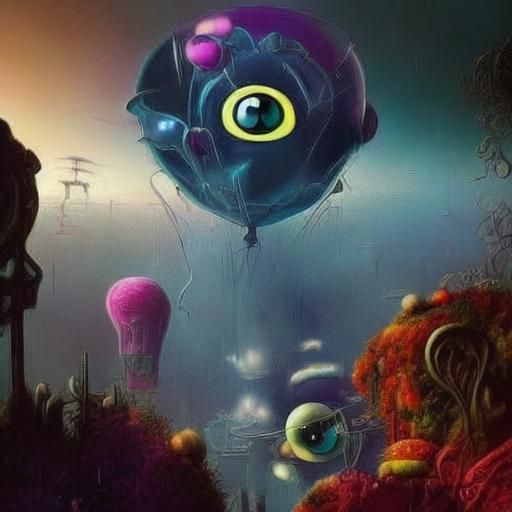 Surreal Eyeball Watches Earth: Detailed Splash Art