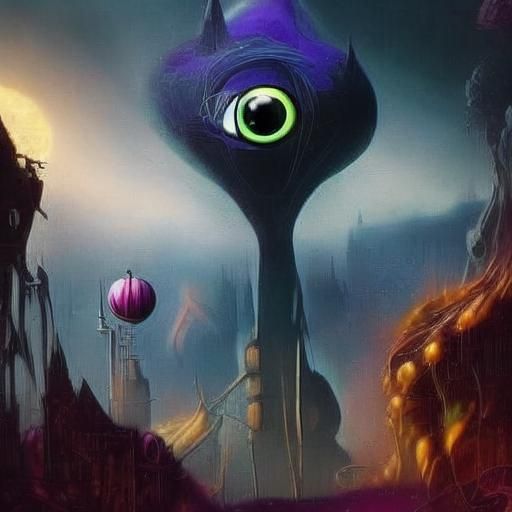 Surreal Eye Observes Earth: Detailed Psychedelic Art