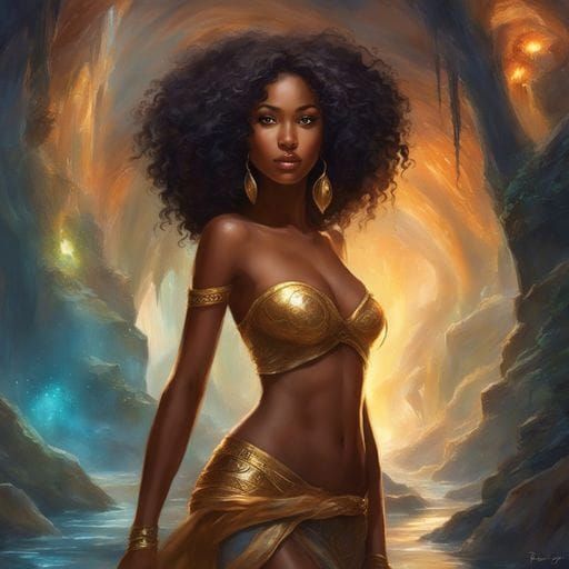 Shining Cave Portrait of Beautiful Dark-Haired Girl