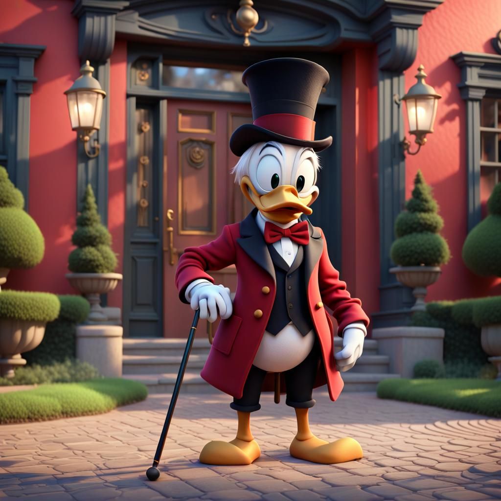 Scrooge McDuck in 3D Digital Art Style