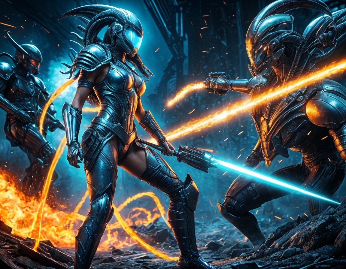 Amazonian Warrior Woman in Xenomorph Armor