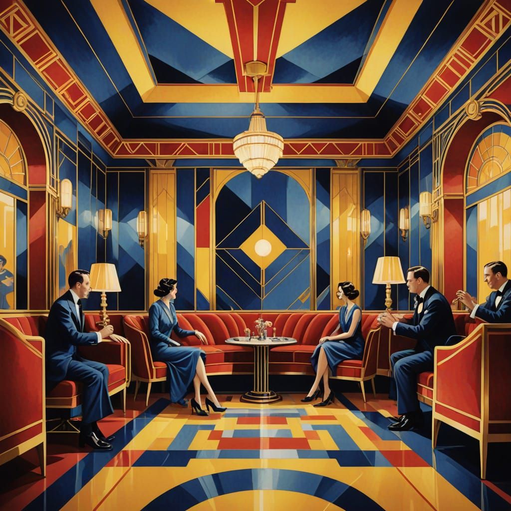 Art Deco Jazz Club in Vibrant Ink
