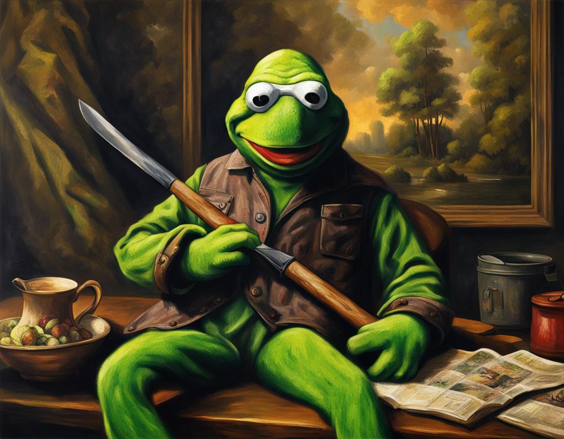 Jason Voorhees and Kermit the Frog mashup.