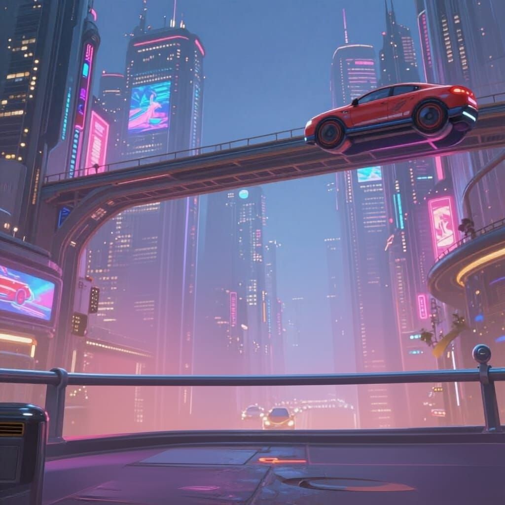 Anthropomorphic Animals in a Bustling Futuristic City