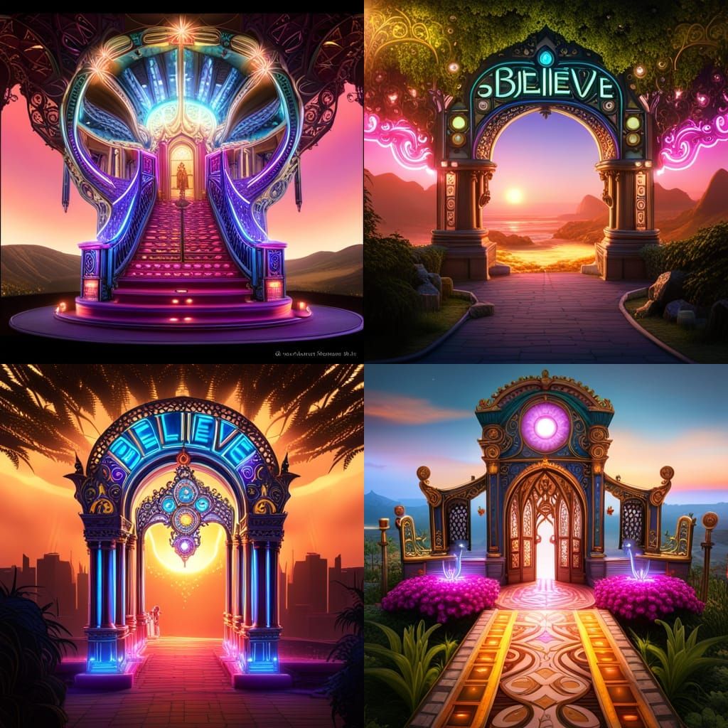 Neon "BELIEVE" Sign in Fairy Wonderland