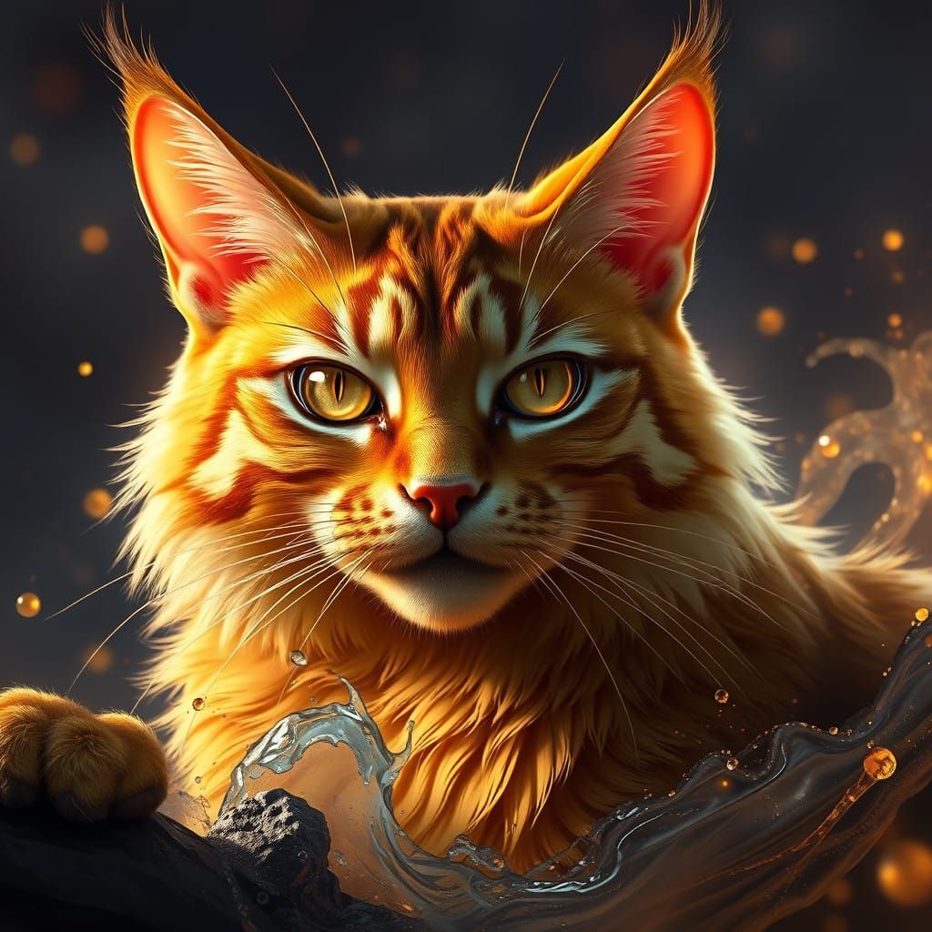 Golden Feline Fantasy in Deep Color