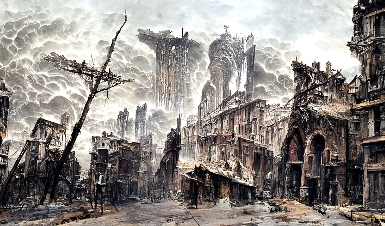 Post-Apocalyptic Milan Street Scene in Dystopian Horror Styl...