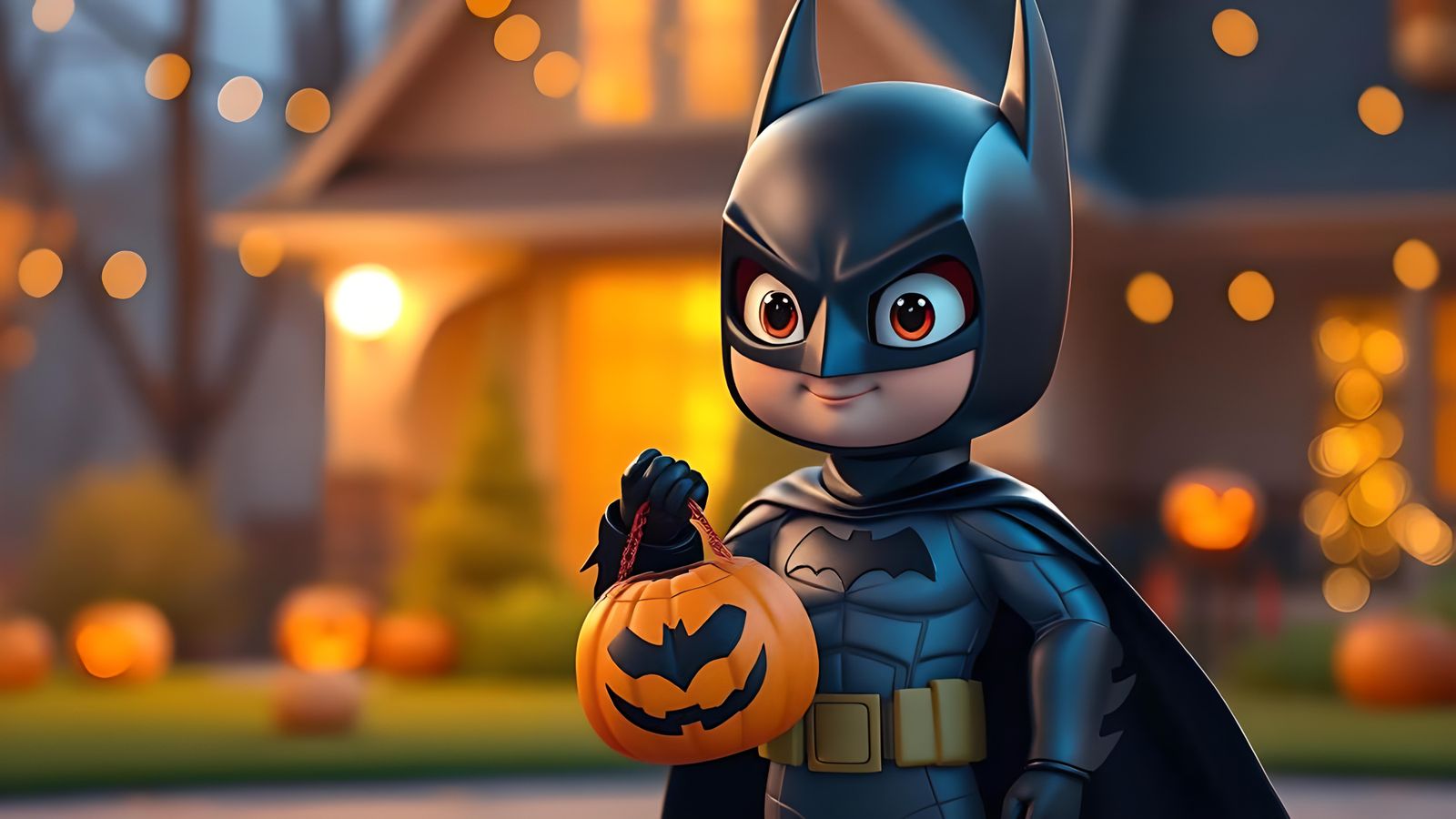 Chibi Batman Halloween Treat, 3D Cartoon