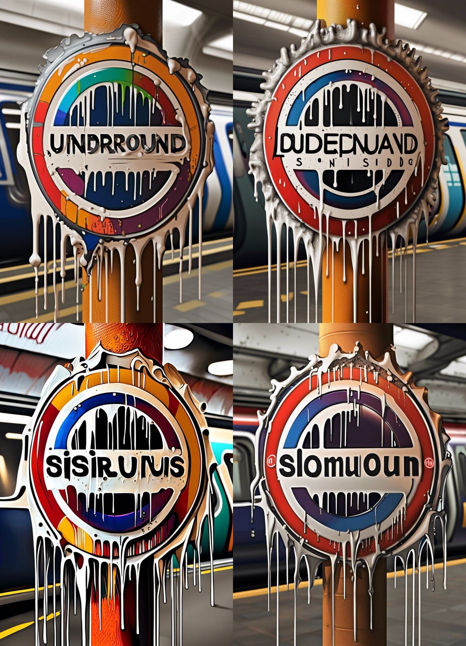 Hyperrealistic Melting Underground Sounds Sign