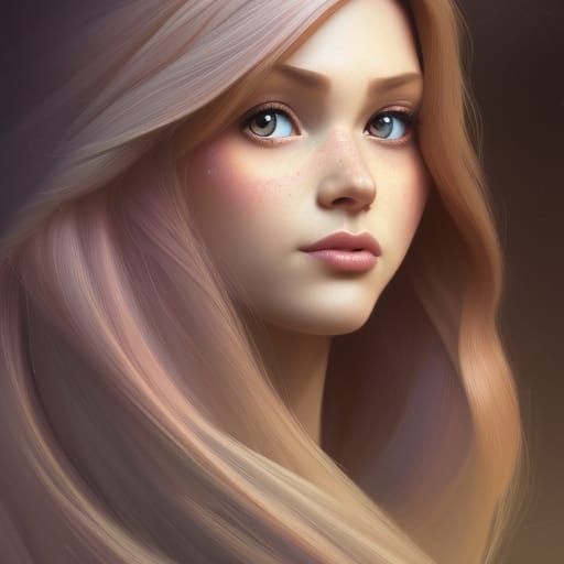 Detailed Portrait of Rapunzel in Art Nouveau Style