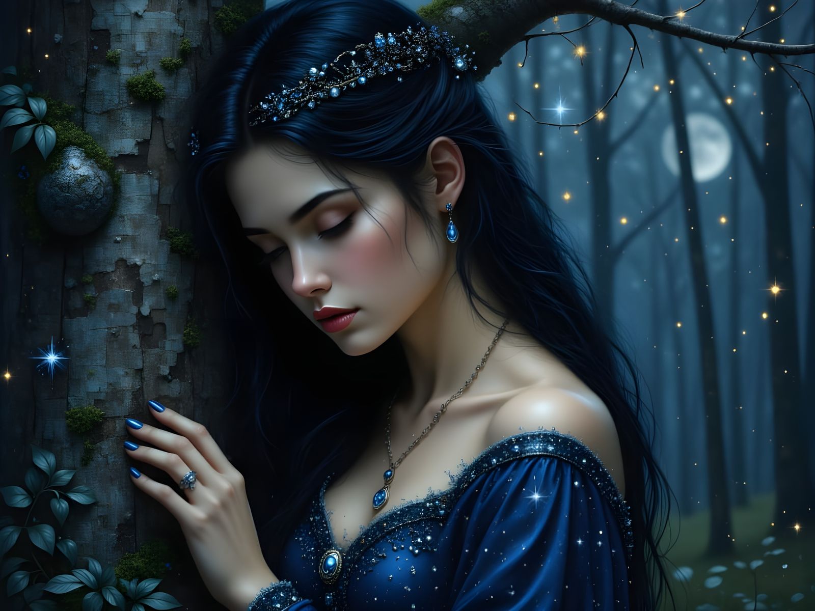 Norse Goddess in Moonlit Whimsy