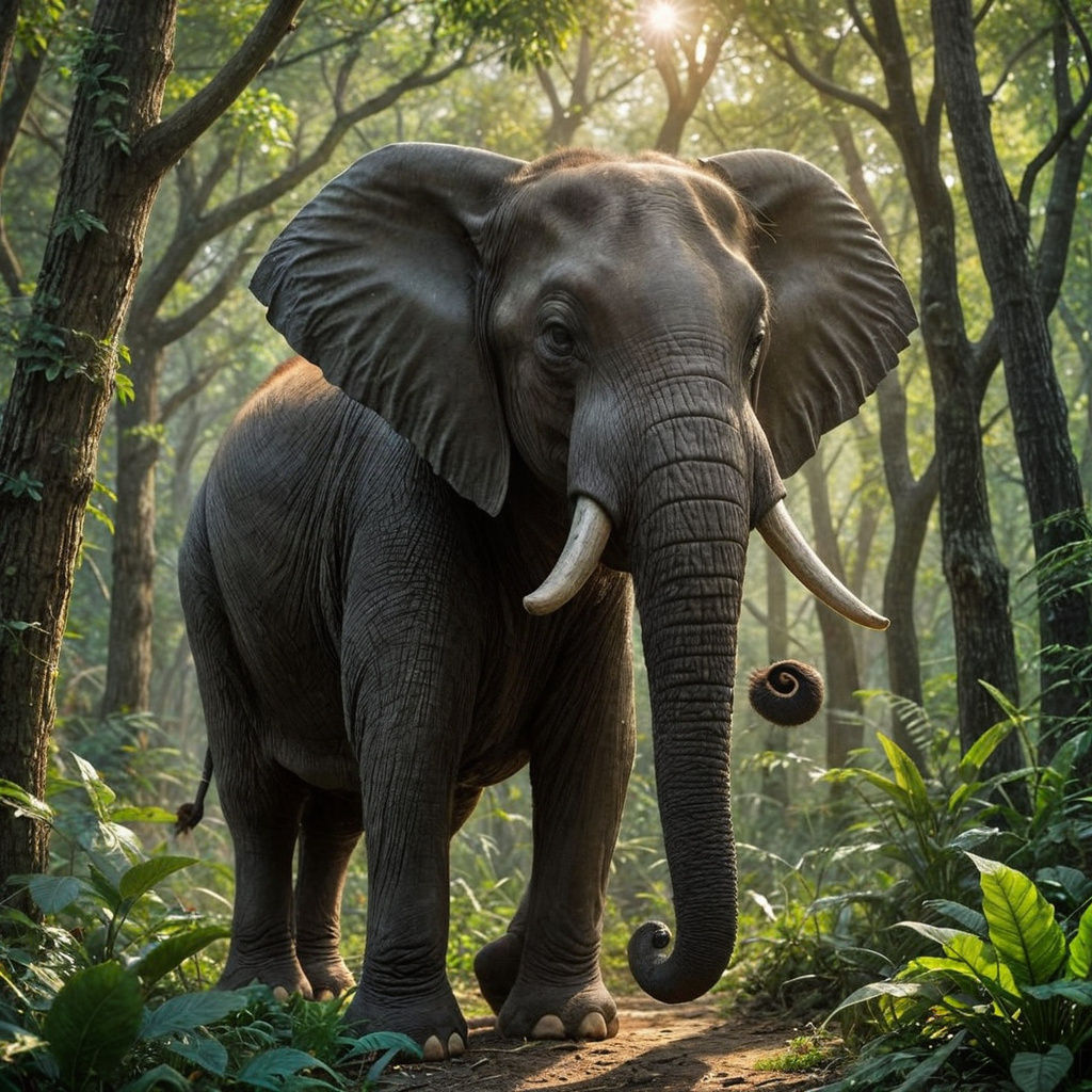 Cute Elephant Poses for Camera in Forest