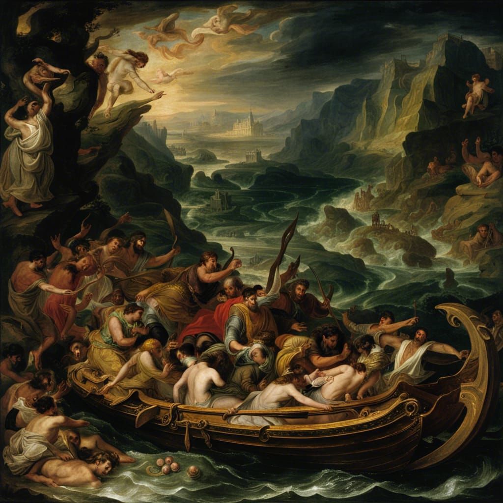 Charon's Boat on the River Styx: Baroque Painting