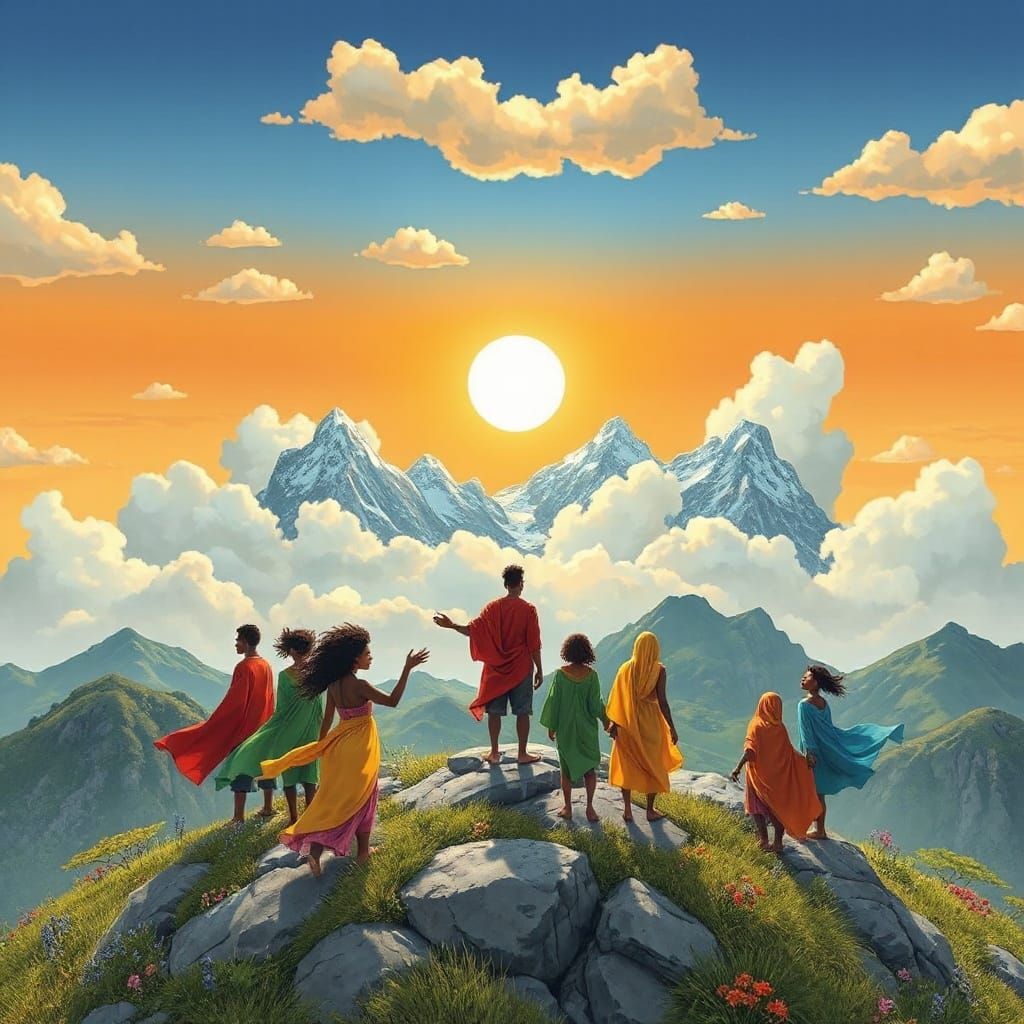 Harmonious Earth Landscape in Comic Book Style