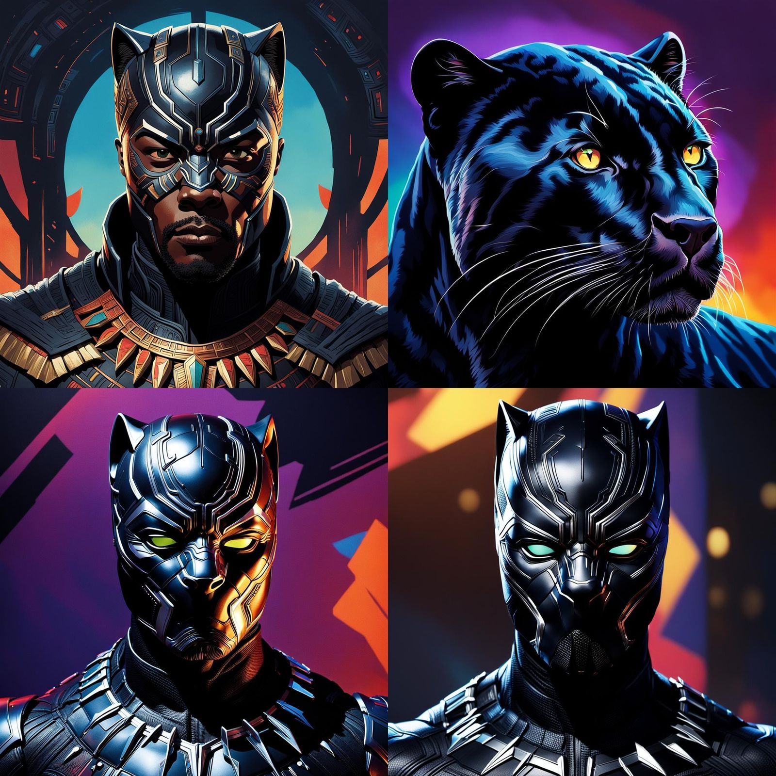 Hyperrealistic Black Panther Splash Art