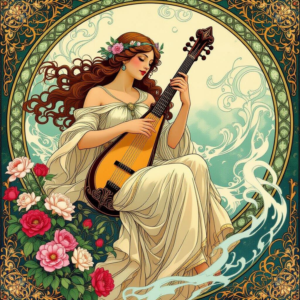 Goddess of Poetry in Art Nouveau Style