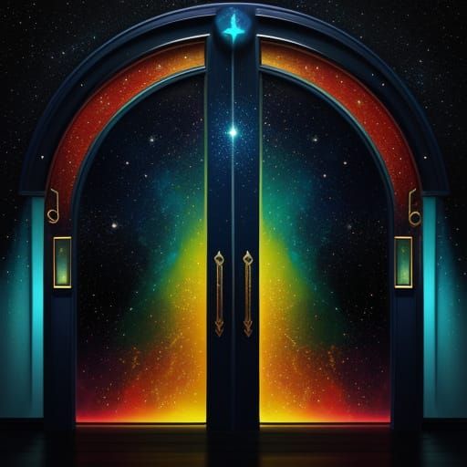 Surreal Alien Landscape with Glowing Portals