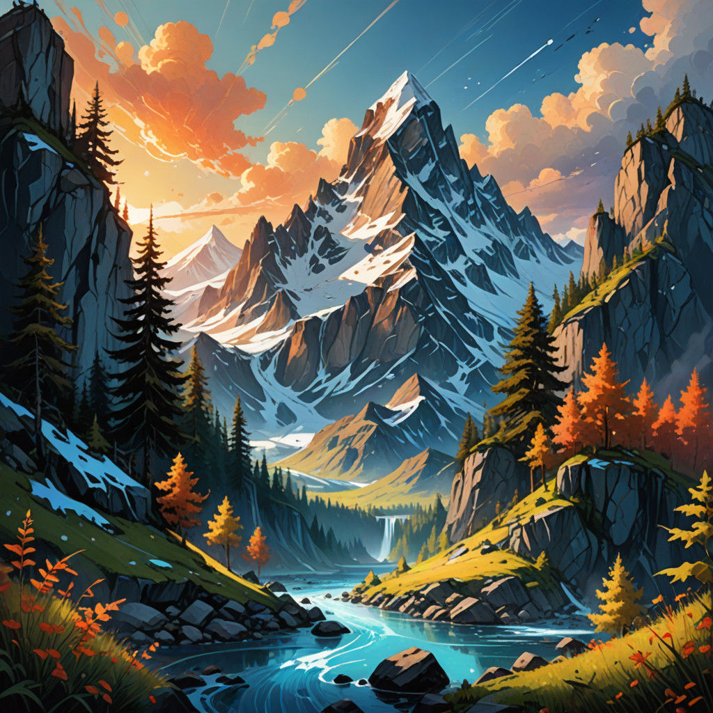 Ethereal Snow-Capped Peaks in Cinematic Volumetric Lighting