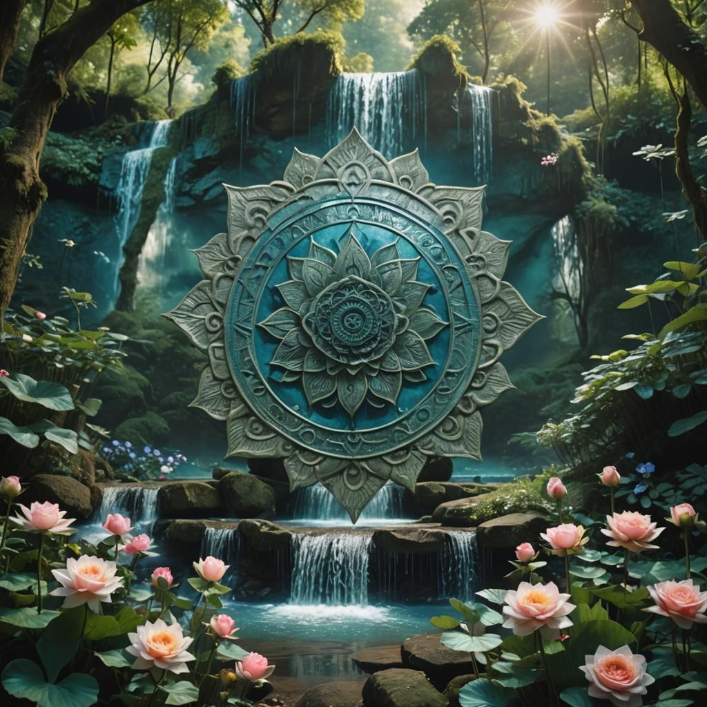 Lotus Mandala in Fairy Forest: Cinematic Still