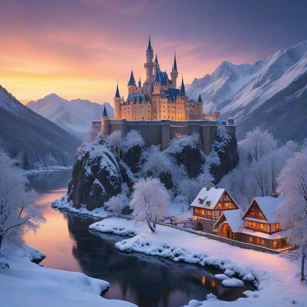 Winter Castle in a Fantasy Wonderland