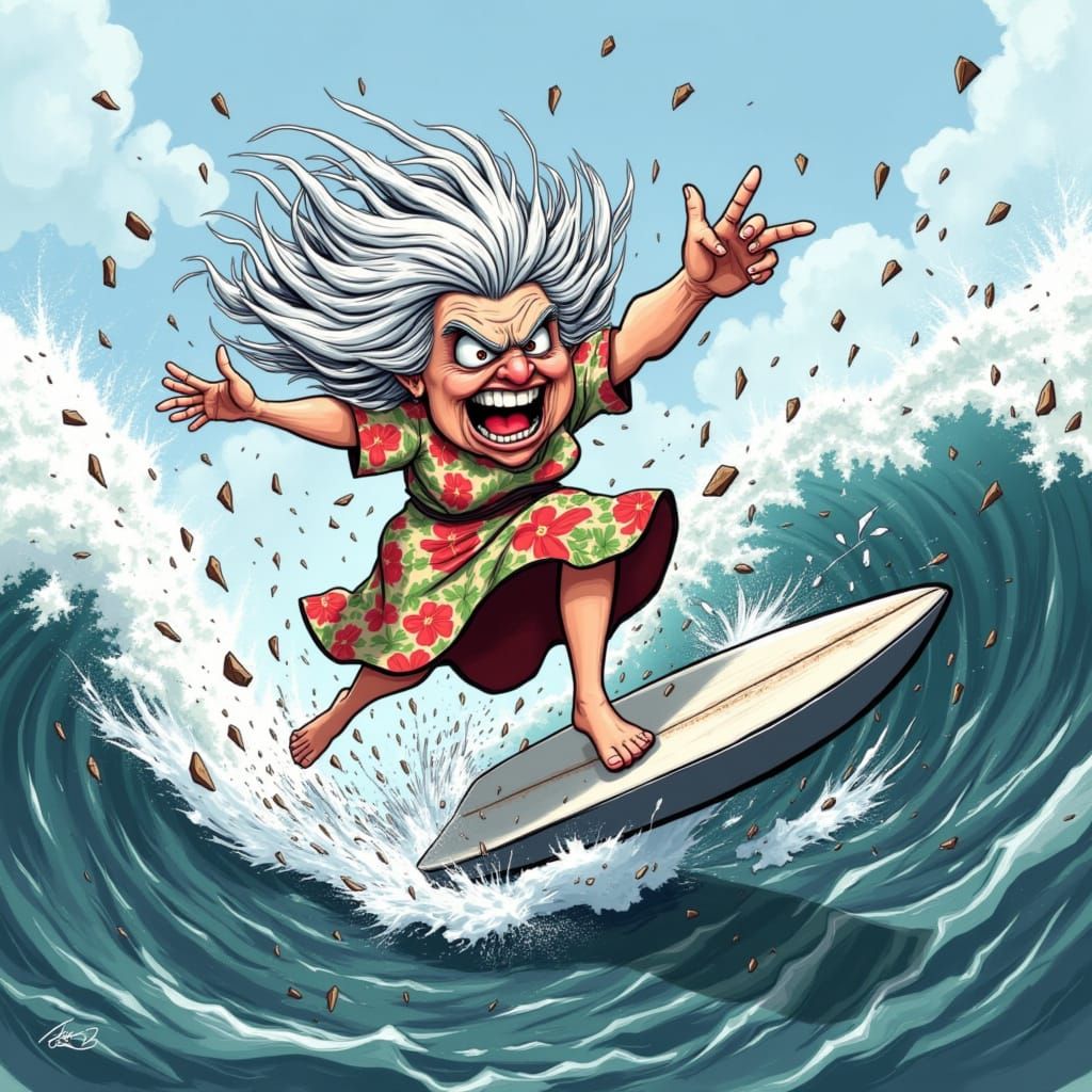 Quilted Surfboard: Grandma Rides the Big Wave