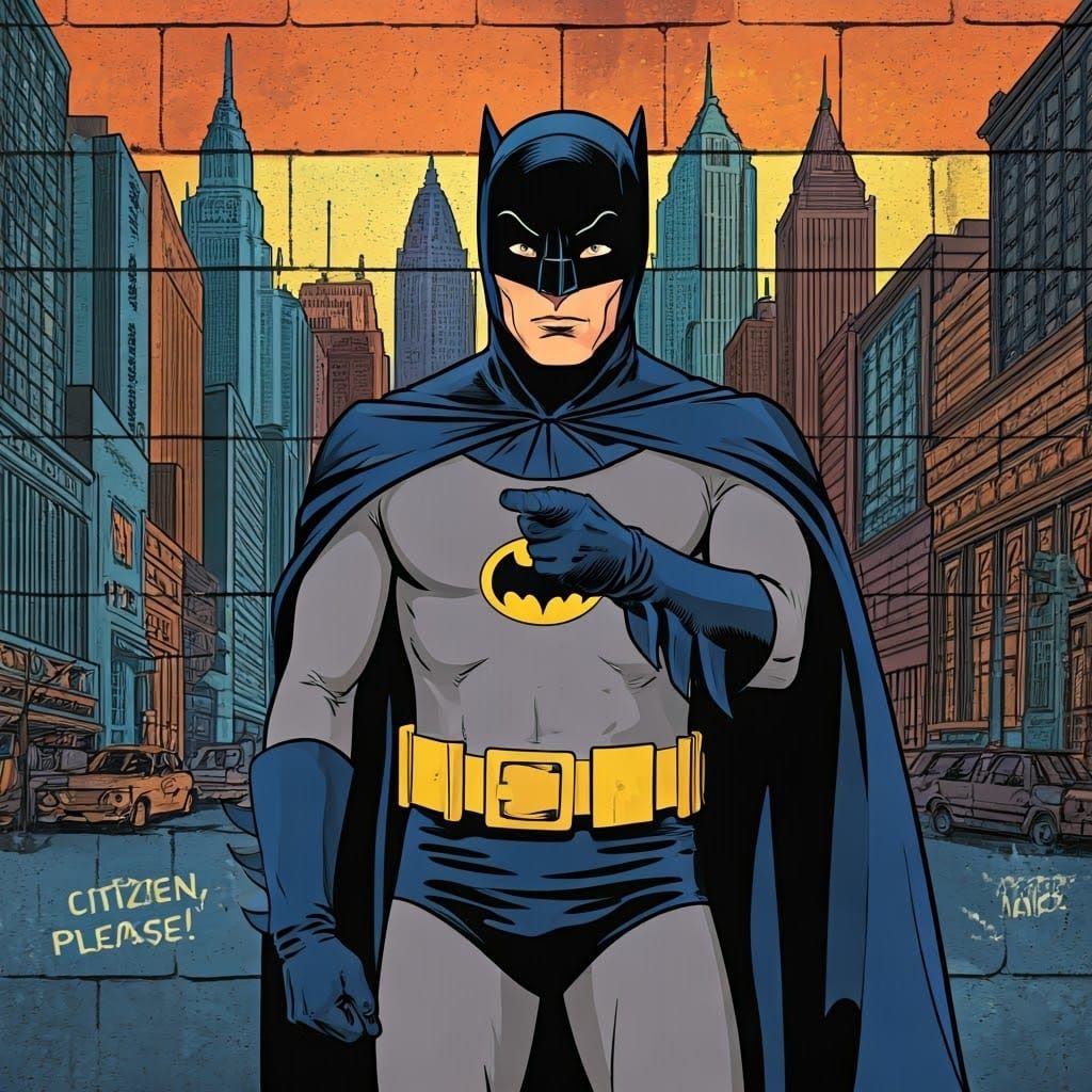 Batman in Retro-Futuristic Gotham City