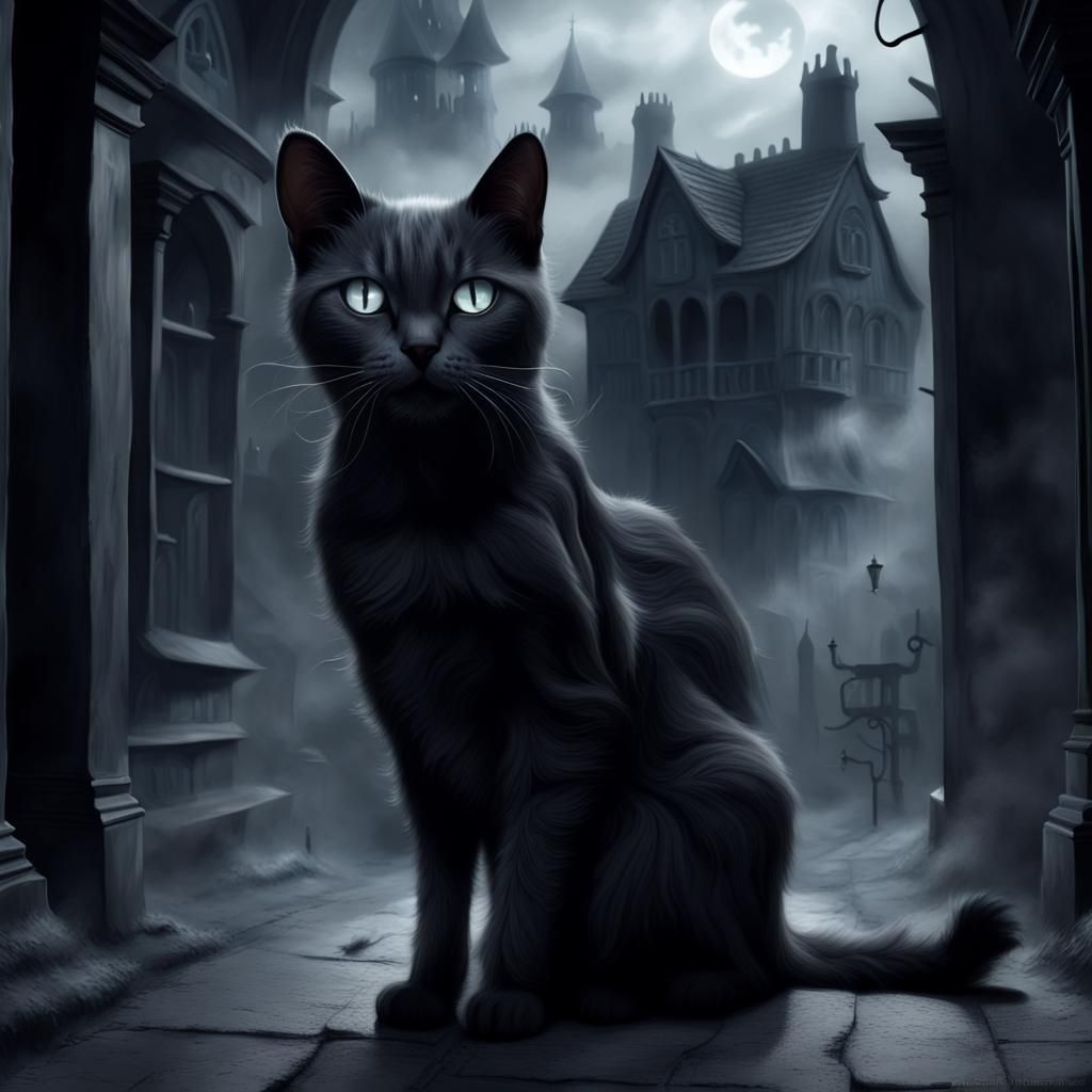 Ethereal Ghostly Cat in Matte Painting Style