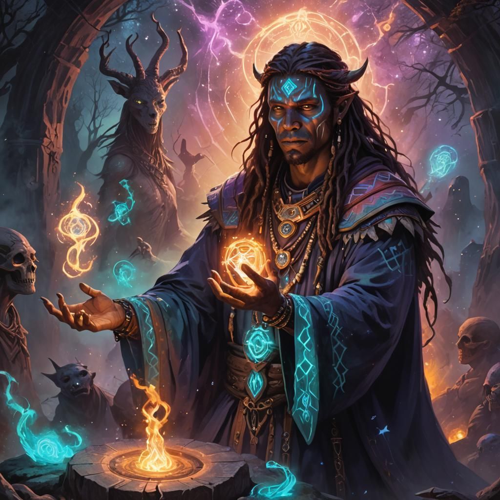 Mystical Summoning in Dark Fantasy Style