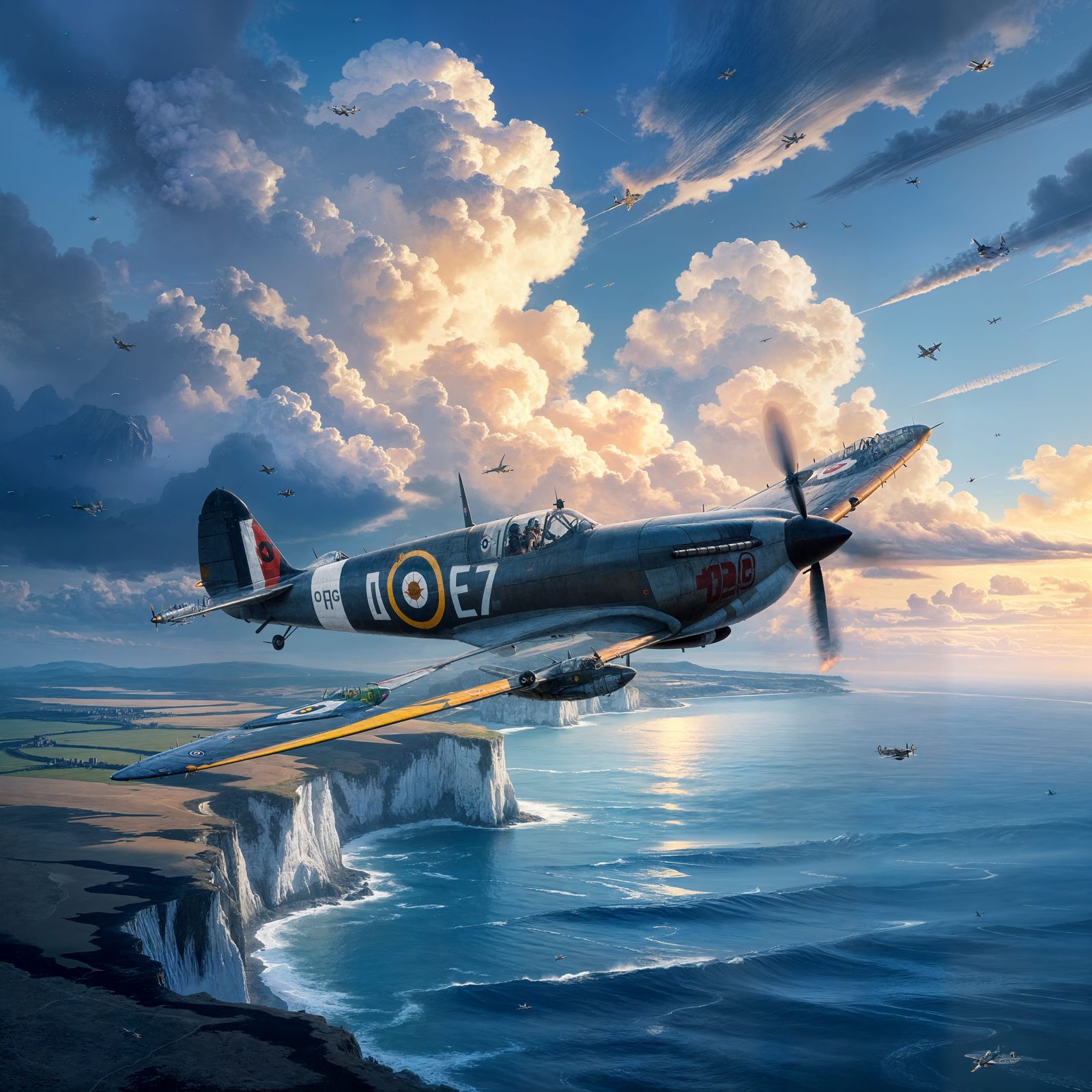 WWII Spitfire Returns Home: Hyperrealistic Aviation Art