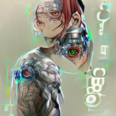 Futuristic Cyborg with Glowing Eyes