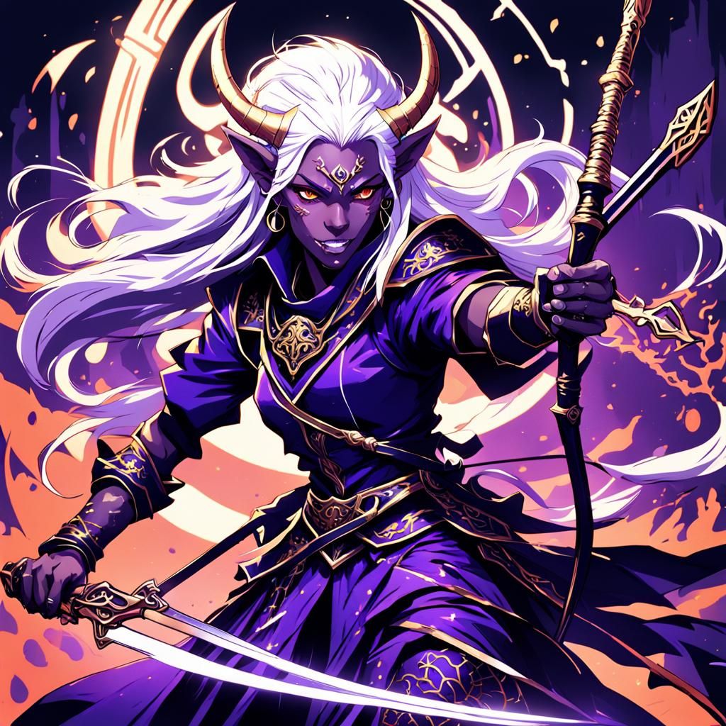 Tiefling Rogue with Rapier in Anime Style