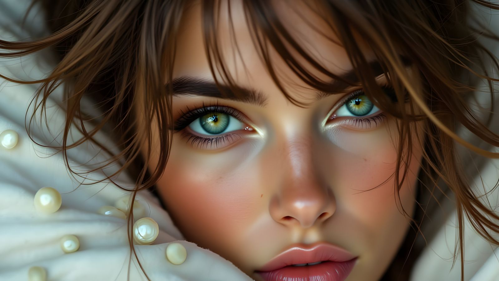 A Sultry Woman in Elegant Pajamas, Rendered in Detailed 8K R...