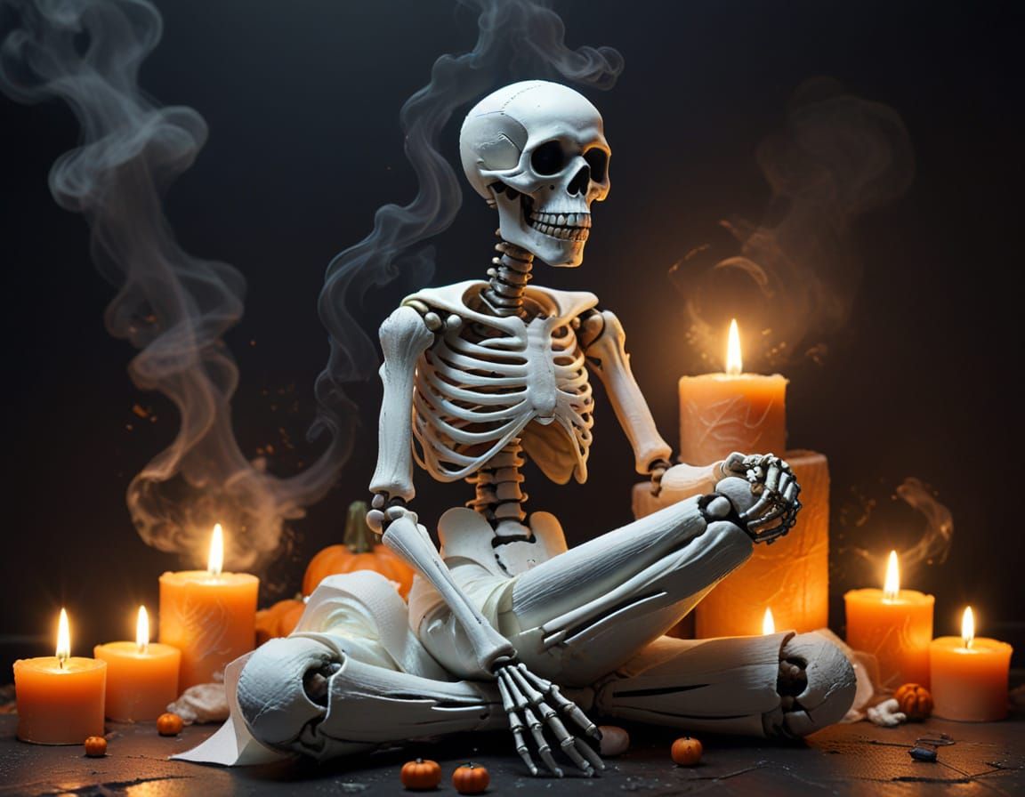 Pixar Style Skeleton in Toilet Paper World