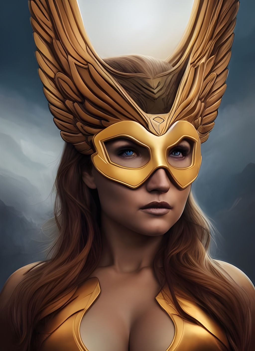 Hawkwoman Superhero Portrait in Detailed Matte Painting