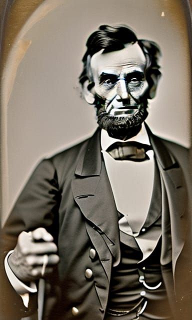 Steampunk Lincoln Beside Coffin, Vintage Photography