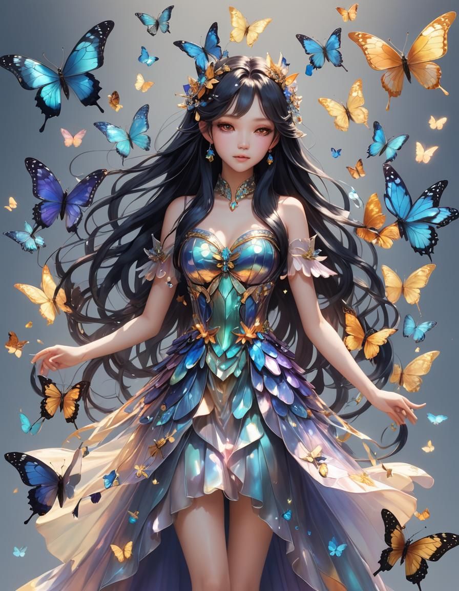 Butterfly Fairy Portrait in Anime Style