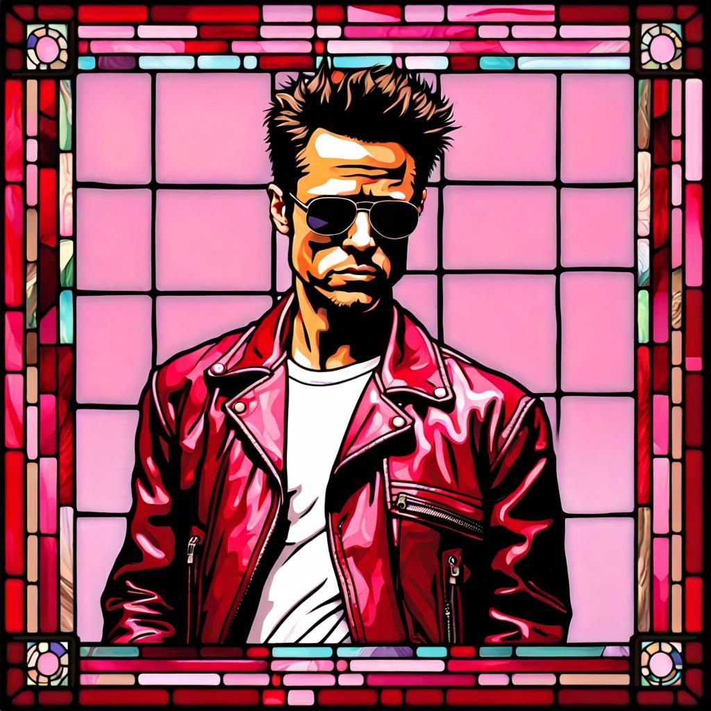 Fight Club's Tyler Durden in Stained Glass Style